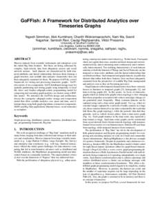 GoFFish: A Framework for Distributed Analytics over Timeseries Graphs Yogesh Simmhan, Alok Kumbhare, Charith Wickramaarachchi, Nam Ma, Soonil Nagarkar, Santosh Ravi, Cauligi Raghavendra, Viktor Prasanna University of Sou