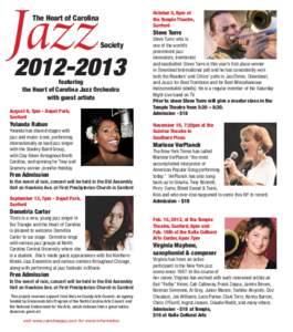 Jazz  October 5, 8pm at the Temple Theatre, Sanford