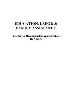 EDUCATION, LABOR & FAMILY ASSISTANCE Summary of Recommended Appropriations By Agency  COUNCIL ON THE ARTS