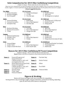 Solo Compulsories for 2014 Ober Gatlinburg Competition (Subject to change – Please verify that you have the latest list) Please note: Solo compulsories do not need to be skated in the order listed. In addition, there i