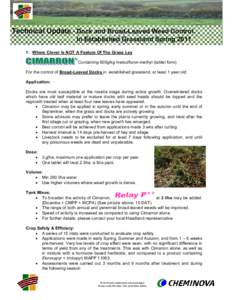 Technical Update - Dock and Broad-Leaved Weed Control In Established Grassland SpringWhere Clover Is NOT A Feature Of The Grass Ley Containing 500g/kg metsulfuron-methyl (tablet form) For the control of Broad-Le