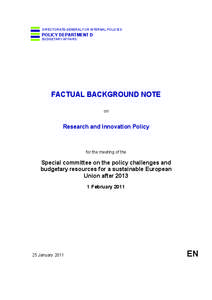 DIRECTORATE-GENERAL FOR INTERNAL POLICIES  POLICY DEPARTMENT D BUDGETARY AFFAIRS  FACTUAL BACKGROUND NOTE