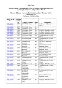 Replies to initial written questions raised by Finance Committee Members in examining the Estimates of Expenditure[removed]