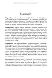 The WAC Journal). © 2013 by Clemson University. Copies may be circulated for educational purposes only. Contributors Virginia Crank is Associate Professor of English, Director of the Writing Center, and Coordin