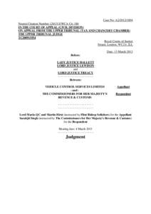 Case No: A2Neutral Citation Number: [2013] EWCA Civ 186 IN THE COURT OF APPEAL (CIVIL DIVISION) ON APPEAL FROM THE UPPER TRIBUNAL (TAX AND CHANCERY CHAMBER) THE UPPER TRIBUNAL JUDGE TC200915554