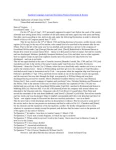 Southern Campaign American Revolution Pension Statements & Rosters Pension Application of James Gray S17987 Transcribed and annotated by C. Leon Harris. VA