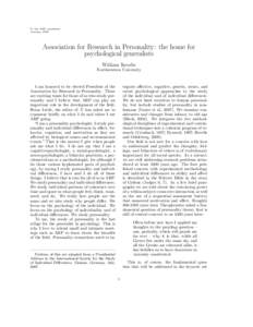 American psychologists / Behavioural sciences / Personality / William Revelle / Psychometrics / International Society for the Study of Individual Differences / Hans Eysenck / Personality psychology / Extraversion and introversion / Psychology / G factor / Differential psychology