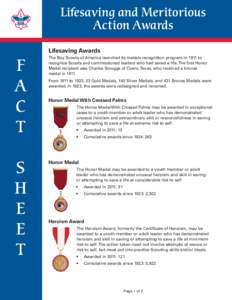 Lifesaving and Meritorious Action Awards Lifesaving Awards F A
