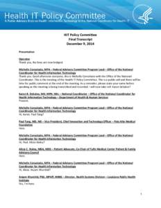 HIT Policy Committee Transcript December 9, 2014