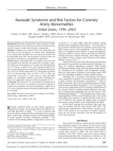 ORIGINAL STUDIES Kawasaki Syndrome and Risk Factors for Coronary  Artery Abnormalities