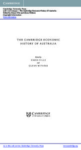 Cambridge University Press[removed]1 - The Cambridge Economic History Of Australia Edited by Simon Ville and Glenn Withers Copyright Information More information