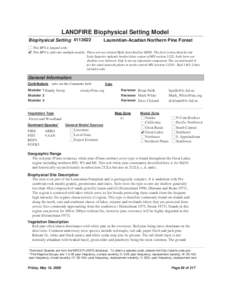 LANDFIRE Biophysical Setting Model Biophysical Setting[removed]Laurentian-Acadian Northern Pine Forest  This BPS is lumped with: