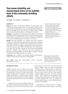Asian J Gerontol Geriatr 2009; 4: 8–13  Test-retest reliability and measurement errors of six mobility tests in the community-dwelling elderly
