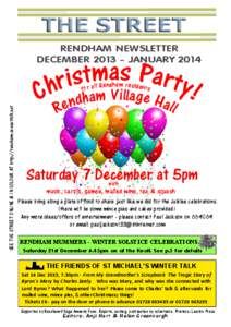 RENDHAM NEWSLETTER DECEMBER[removed]JANUARY 2014 s a P
