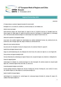 Regional Partnerships[removed]A³: Adapt, Advance, Accelerate: Regional Innovation for Green Growth Birmingham (UK), Lower Silesia (PL), Castellon (ES), Helsinki-Uusimaa (FI), West Midlands (UK) Adriatic-Ionian m