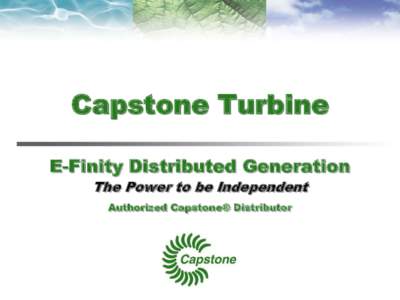 Capstone Turbine E-Finity Distributed Generation The Power to be Independent Authorized Capstone® Distributor  Capstone Turbine Corporation