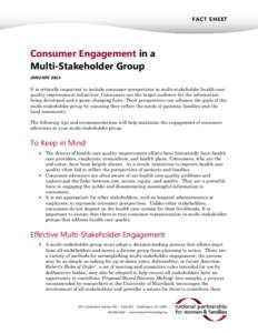 FACT SHEET  Consumer Engagement in a Multi-Stakeholder Group JANUARY 2014
