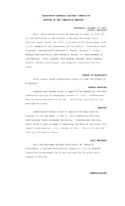 WASHINGTON SUBURBAN SANITARY COMMISSION MINUTES OF THE COMMISSION MEETING Wednesday, October 17, 2012 Laurel, Maryland Chair Chris Lawson called the meeting to order at 8:44 a.m.