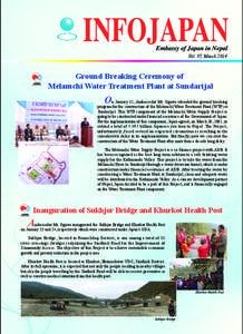 Vol. 37, March[removed]Ground Breaking Ceremony of Melamchi Water Treatment Plant at Sundarijal  O