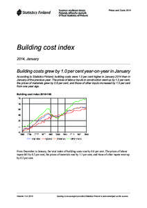 Prices and Costs[removed]Building cost index 2014, January  Building costs grew by 1.0 per cent year-on-year in January