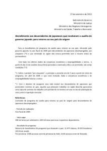 27 de setembro de 2013     Gabinete do Governo  Ministério da Justiça  Ministério dos Nogócios Extrangeiros  Ministério da Saúde, Trabalho e Bem‐estar 