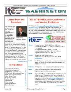 Letter from the President 2014 ITE/IMSA Joint Conference and Vendor Exhibition