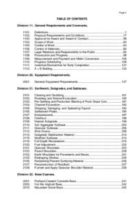 Page iii  TABLE OF CONTENTS Division 11. General Requirements and Covenants[removed].