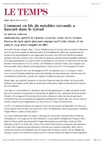 Comment un fils de notables romands a basculé dans le djihad - LeTemps.ch:21 islam Mardi 08 avril 2014