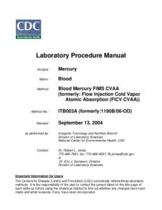 Laboratory Procedure Manual   Analyte: Matrix: Method: