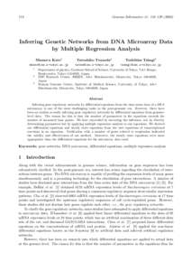 Genome Informatics 11: 118–Inferring Genetic Networks from DNA Microarray Data by Multiple Regression Analysis