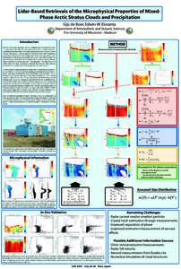 Lidar-Based Retrievals of the Microphysical Properties of MixedPhase Arctic Stratus Clouds and Precipitation Gijs de Boer, Edwin W. Eloranta Department of Atmospheric and Oceanic Sciences The University of Wisconsin - Ma