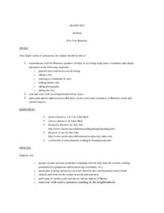 SEASSI 2012 Syllabus First Year Burmese GOALS After Eight weeks of instruction, the student should be able to