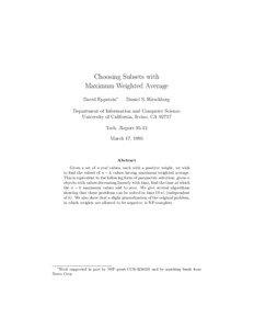 Choosing Subsets with Maximum Weighted Average David Eppstein∗