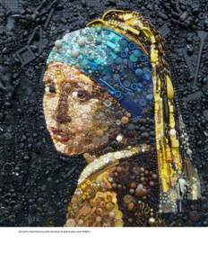 Girl with a Pearl Earring, after Vermeer, mixed media, Jane Perkins  Mona Lisa, after Leonardo da Vinci, mixed media, Jane Perkins ­ Plastic Classics, Jane Perkins