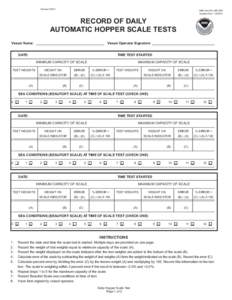 Record of Daily Automatic Hopper Scale Tests