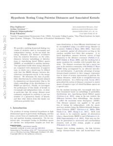 Hypothesis Testing Using Pairwise Distances and Associated Kernels