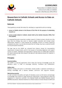 GUIDELINES GUIDELINES Researchers in Catholic Schools Researchers