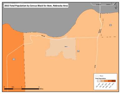 2013 Total Population by Census Block for Aten, Nebraska Area  E 4th St Discovery Brg