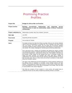 Promising Practice Profile - Bridges for African Men and Families