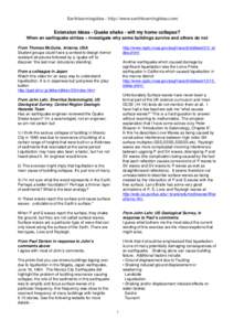 Earthlearningidea - http://www.earthlearningidea.com/  Extension Ideas - Quake shake - will my home collapse? When an earthquake strikes – investigate why some buildings survive and others do not From Thomas McGuire, A