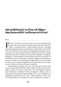 Youth and Adult Education for Social Change in the Philippines: Linking Education with NGOs, Social Movements and Civil Society* Rey Ty