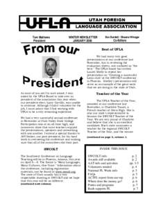 Tom Mathews President WINTER NEWSLETTER JANUARY 2006