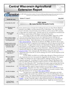 Central Wisconsin Agricultural Extension Report An EEO/Affirmative Action employer, University of Wisconsin-Extension provides equal opportunities in employment and programming, including Title IX and ADA requirements  V