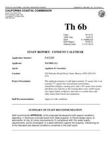 California Coastal Commission Staff Report and Recomendation Regarding Coastal Development Permit No[removed]PBR LLC, Santa Monica)