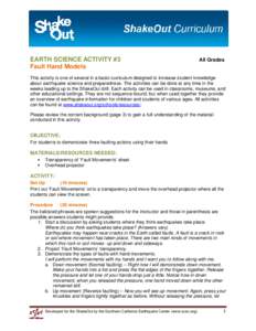       EARTH SCIENCE ACTIVITY #3 Fault Hand Models
