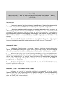 Chapter 12: SPECIFIC TARGET ORGAN SYSTEMIC TOXICITY (TOST) FOLLOWING A SINGLE EXPOSURE DEFINITIONS 1.