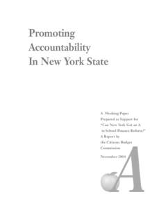 Promoting Accountability In New York State A Working Paper Prepared as Support for