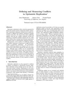 Dening and Measuring Con
icts in Optimistic Replication John Heidemann Ashvin Goel