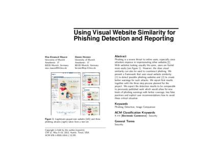 Using Visual Website Similarity for Phishing Detection and Reporting Max-Emanuel Maurer University of Munich Amalienstr[removed]Munich, Germany