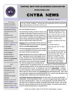 CENTRAL NEW YORK BLUEGRASS ASSOCIATION  WWW.CNYBA.COM CNYBA NEWS M A R C H